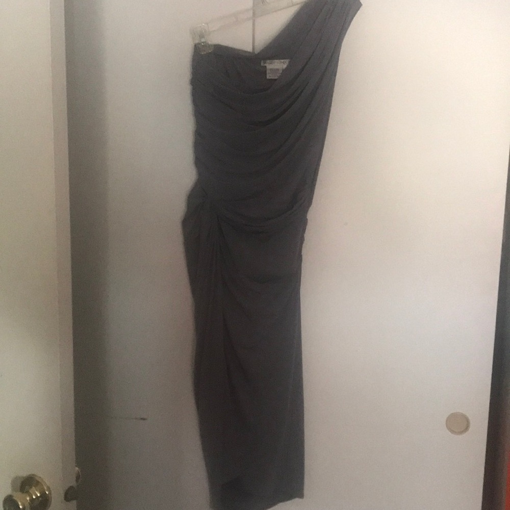 Maggie London one shoulder midi dress